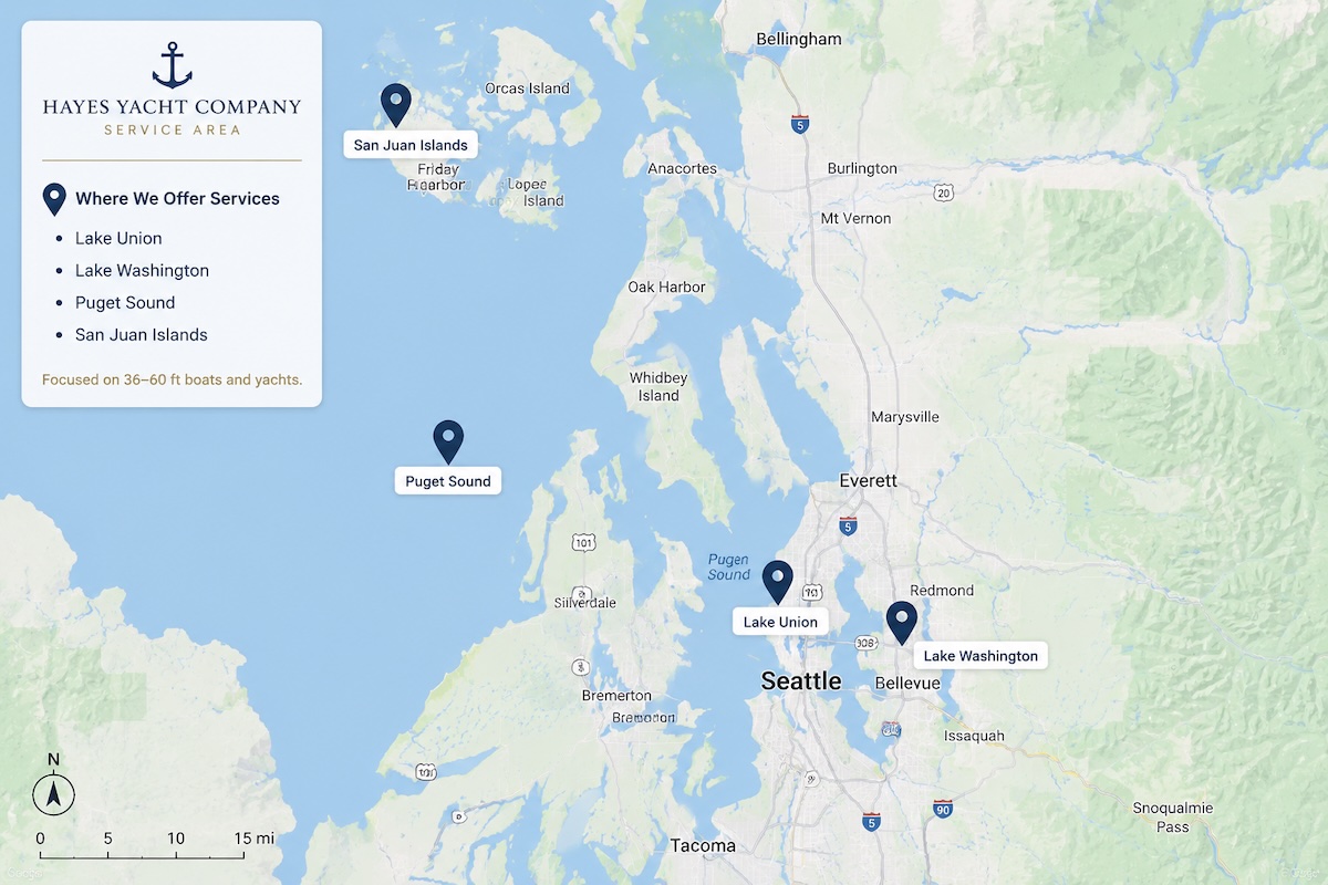 Map placeholder for Hayes Yacht Company service area